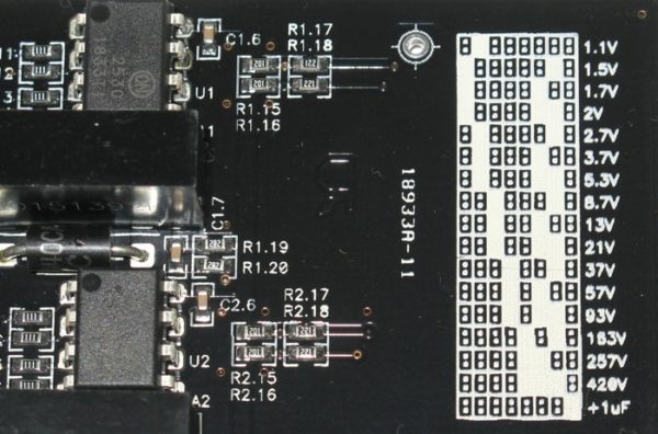 таблица для настройки входных делителей напряжения регистратора данных USB самописца МРД420.6Г